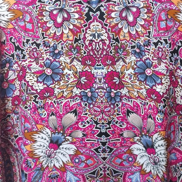 𝅺KENAR Purple Camel Lilac White Floral Paisley Chiffon Blouse - Picture 3 of 5